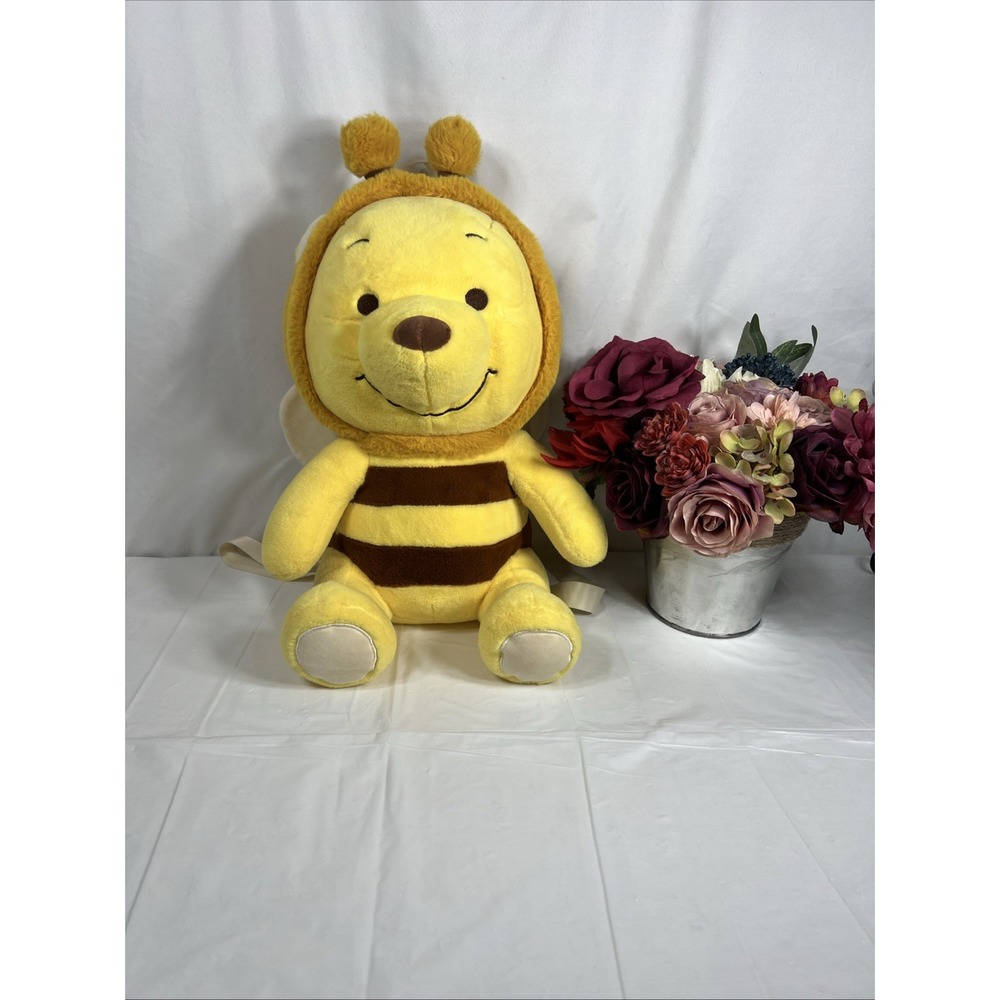 New Disney Winnie The Pooh Hunny Bee Plush 15" Backpack Small Zipper Opening